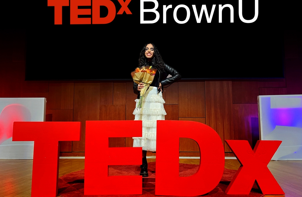 Rishika Kartik on the TEDxBrown Stage