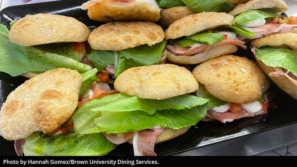 A tray of sandwiches.